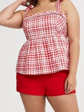 Torrid Poplin Peplum Tie Strap Top Size 3X